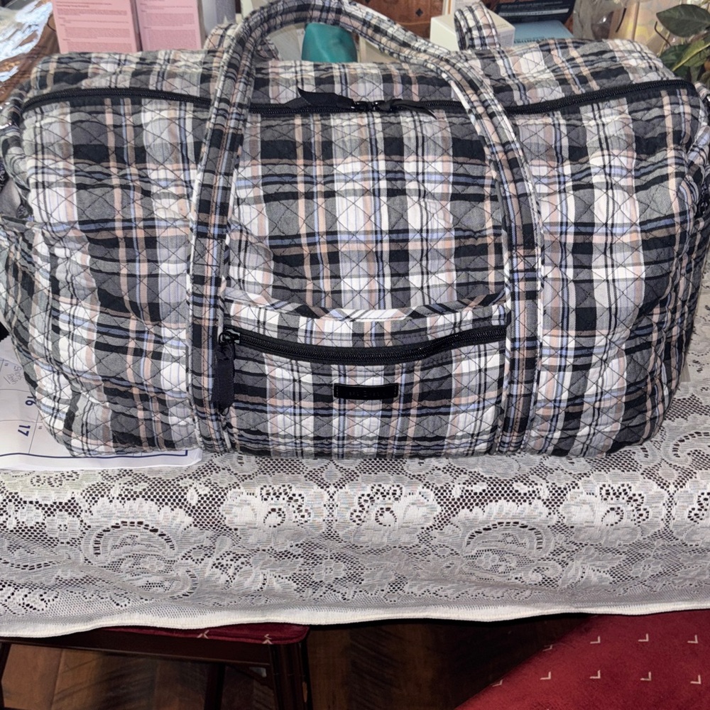 Vera Bradley Large Travel Duffel Bag in the "Cozy Plaid" pattern